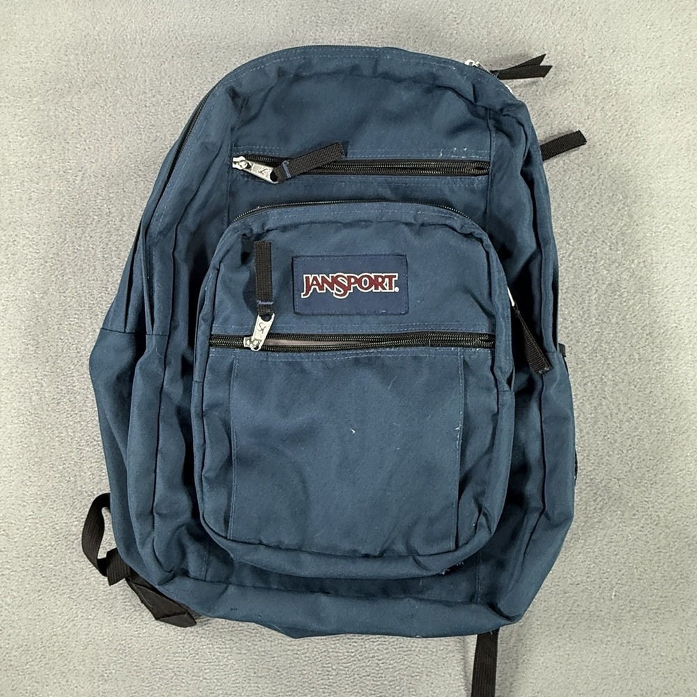JanSport Classic Navy Backpack 5 Pocket Water Bottle Pocket
